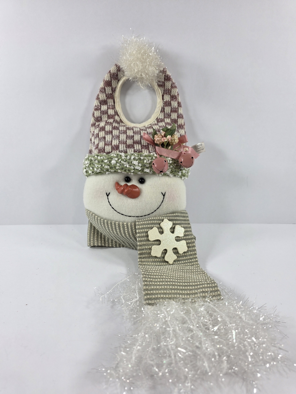 Plush Snowman Kids Accessory Bag – Pink and Cream